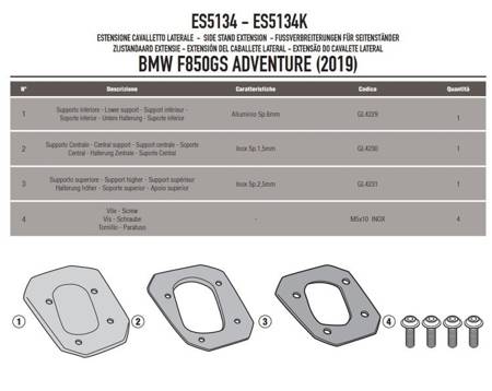 GIVI ES5134 POSZERZENIE DODATKOWE STOPKI - BMW F 850 GS Adventure (19 > 22)